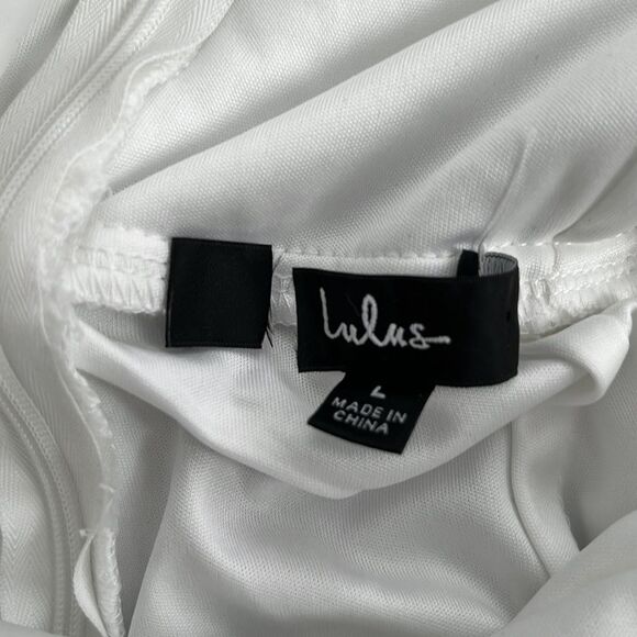 Lulus Sultry Romantic Textured Lace Bustier Midi Dress Size Large White Bridal - Picture 6 of 12